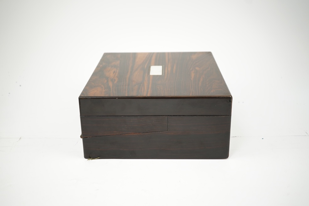 A mid 19th century rosewood writing and sewing box